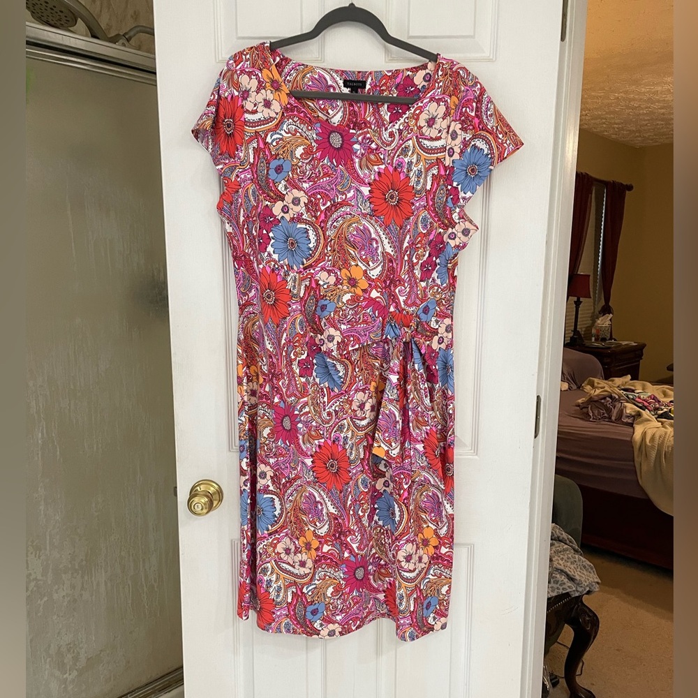 Talbots XL bright colors, floral, paisley dress.